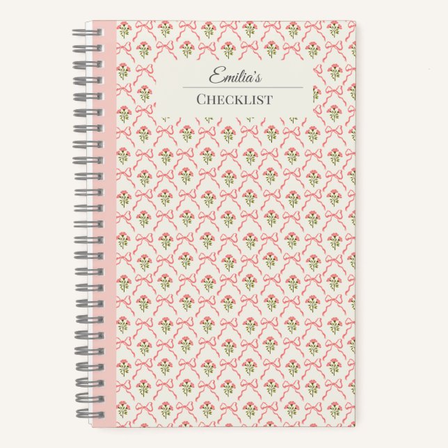 Carnet Personalized beautiful classic botanical pink (Recto)