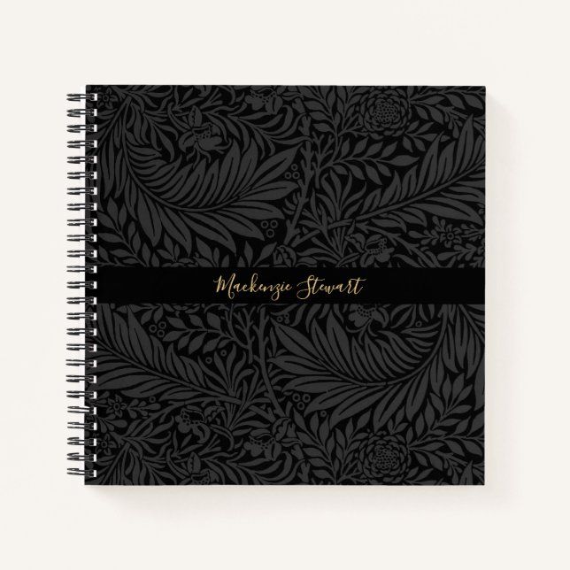 Carnet Personalized Black Floral Pattern (Devant)