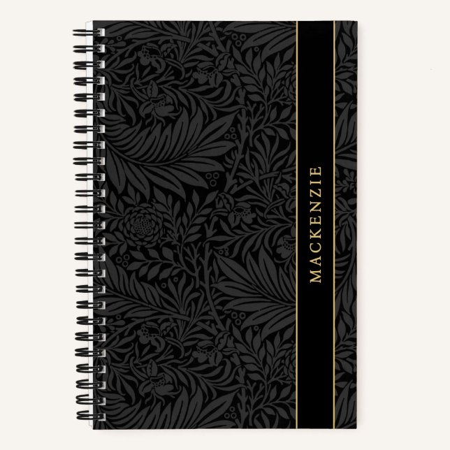 Carnet Personalized Black Floral Pattern (Recto)