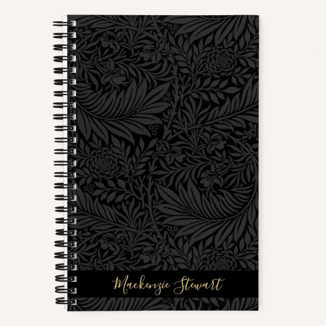 Carnet Personalized Black Floral Pattern (Recto)