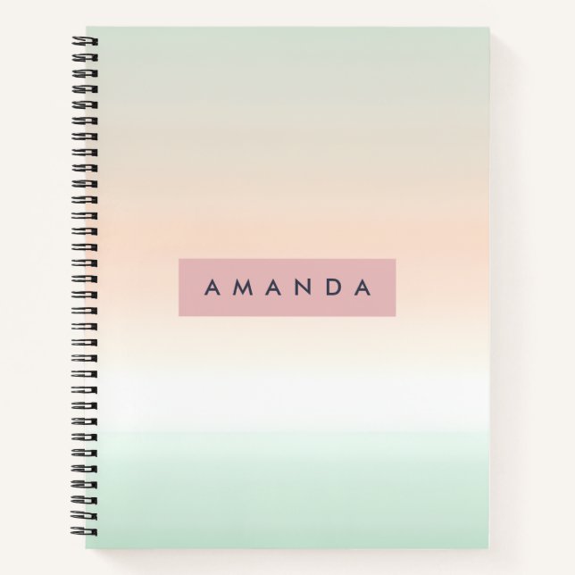 Carnet Personalized Blush and Mint Pastel Ombre  (Devant)