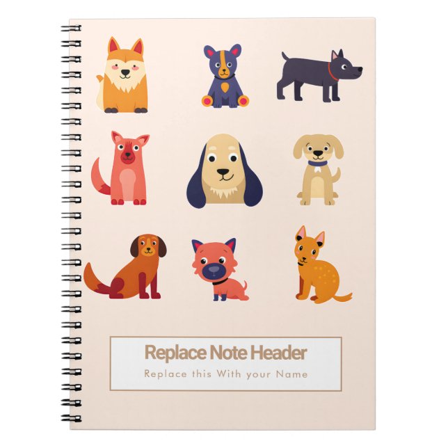 Carnet Personalized Colorful Cute Dogs Notebook (Devant)