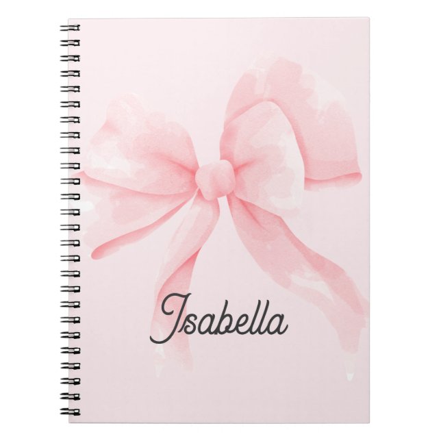 Carnet Personalized Coquette Pink Bow Girl (Devant)