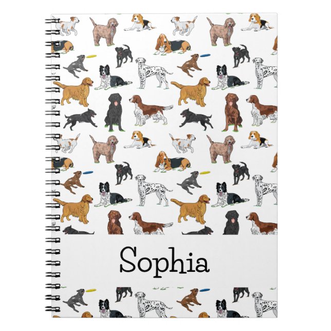 Carnet Personalized Cute Dogs Illustrations Pattern  (Devant)