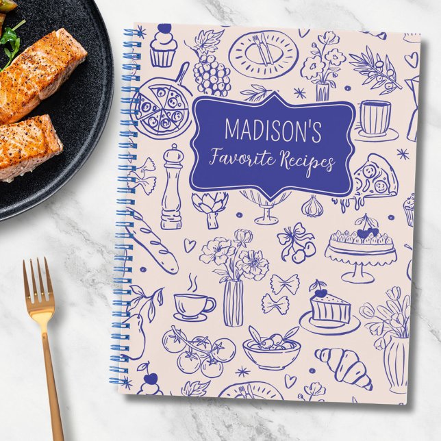 Carnet Personalized Cute Hand Drawn Food Flower Recipe (In situ)