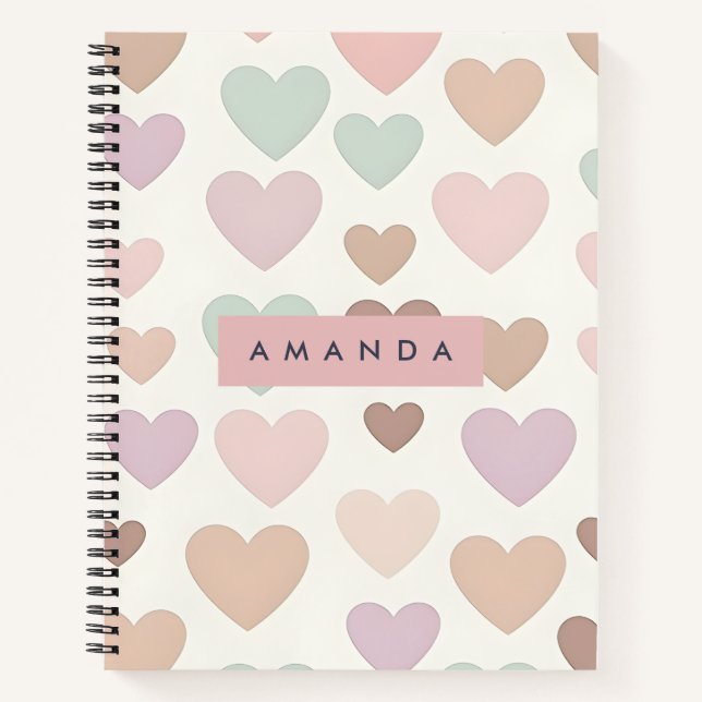 Carnet Personalized Cute Minimal Heart Pastel (Devant)