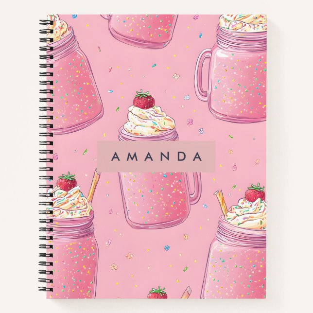 Carnet Personalized Cute Pink Milkshake Sprinkles (Devant)