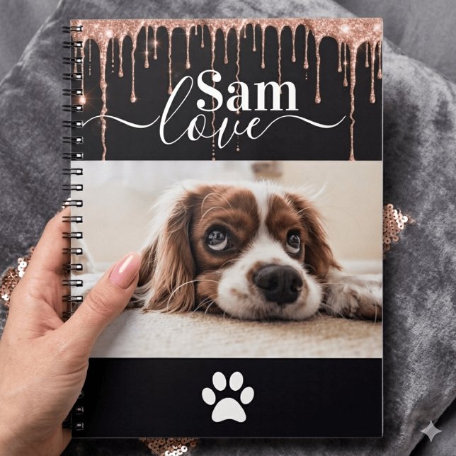 Carnet Personalized Dog Monogram Name Pet Photo  (Créateur téléchargé)