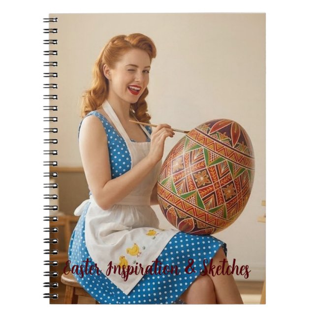 Carnet Personalized Easter Retro Artist Ginger Girl Noteb (Devant)