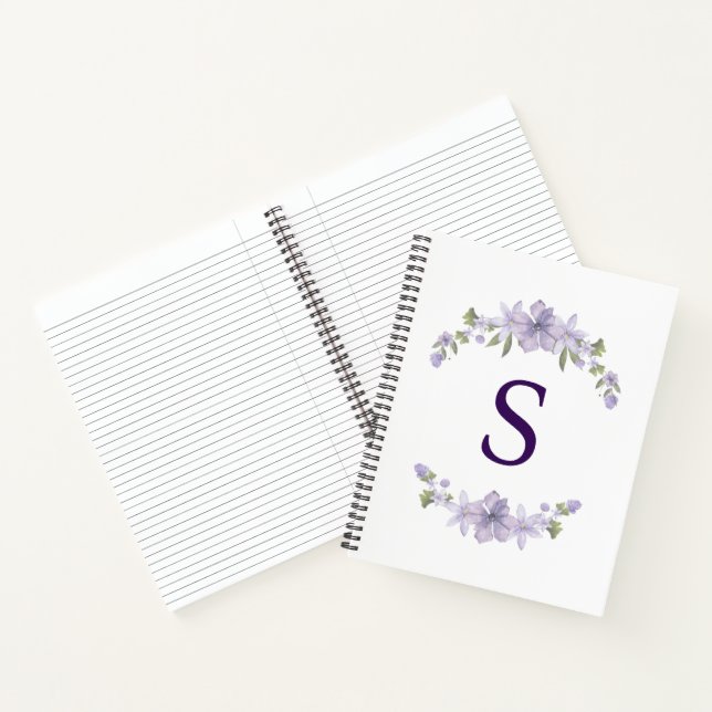 Carnet Personalized Floral Bridesmaid Initial Spiral (Intérieur)