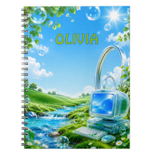 Carnet Personalized Frutiger Aero Kids Name Notebook