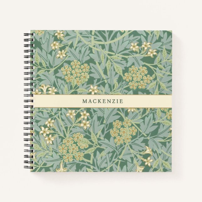 Carnet Personalized Green Jasmine Floral Pattern (Devant)