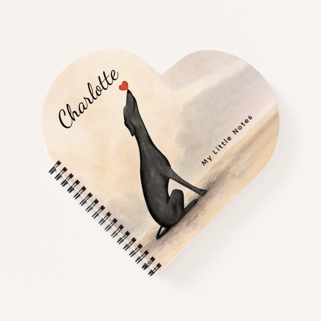 Carnet Personalized Greyhound Notebook with Heart        (Devant)