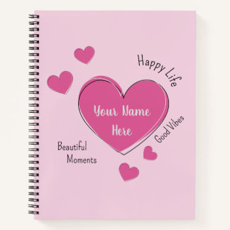 Carnet Personalized Hearts Spiral Notebook Sketchbook