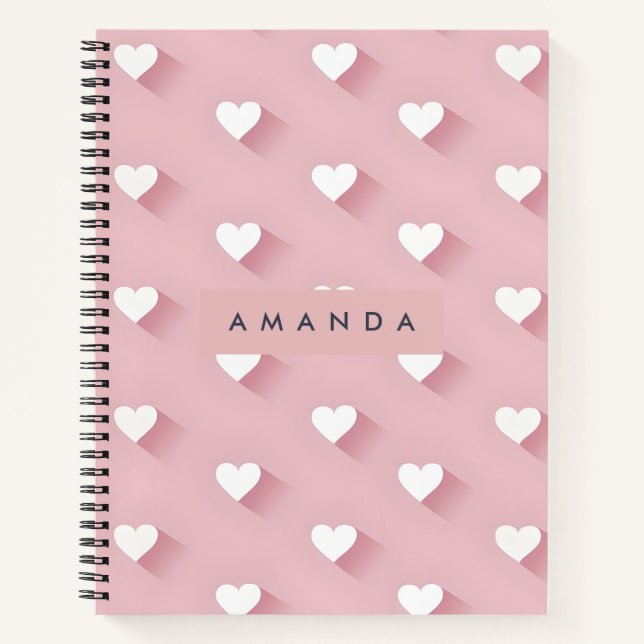 Carnet Personalized Kawaii Soft Pink Heart  (Devant)