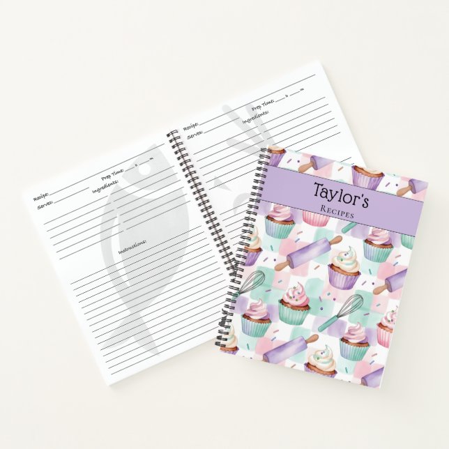 Carnet Personalized Keepsake Recipes Lavender Teal Cakes (Intérieur)
