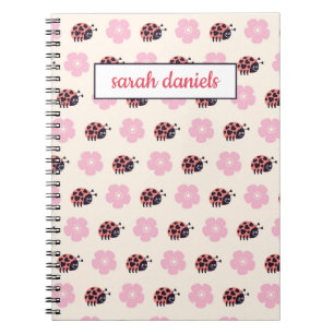 Carnet Personalized Ladybug and flower Pattern