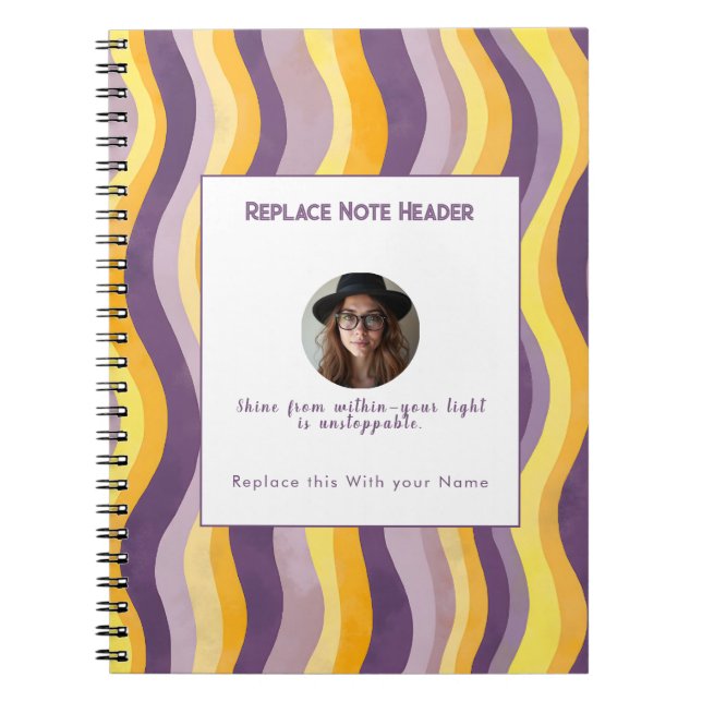 Carnet Personalized Lavender and Yellow Wave Patterned  (Devant)