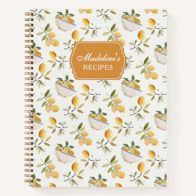 Carnet Personalized Lemon Pattern Recipe Book (Devant)