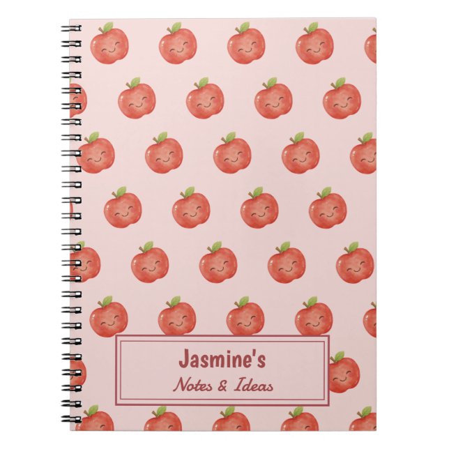 Carnet Personalized Lucky Apple Cute Watercolor (Devant)