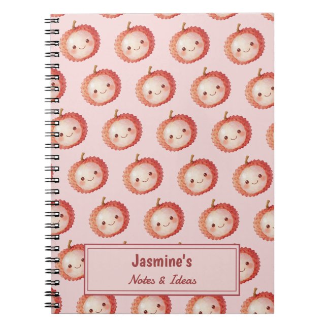 Carnet Personalized Lucky You Lychee pattern Watercolor (Devant)
