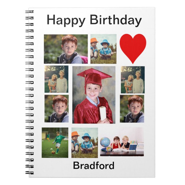 Carnet Personalized Modern Birthday 11 Photo Collage   (Devant)