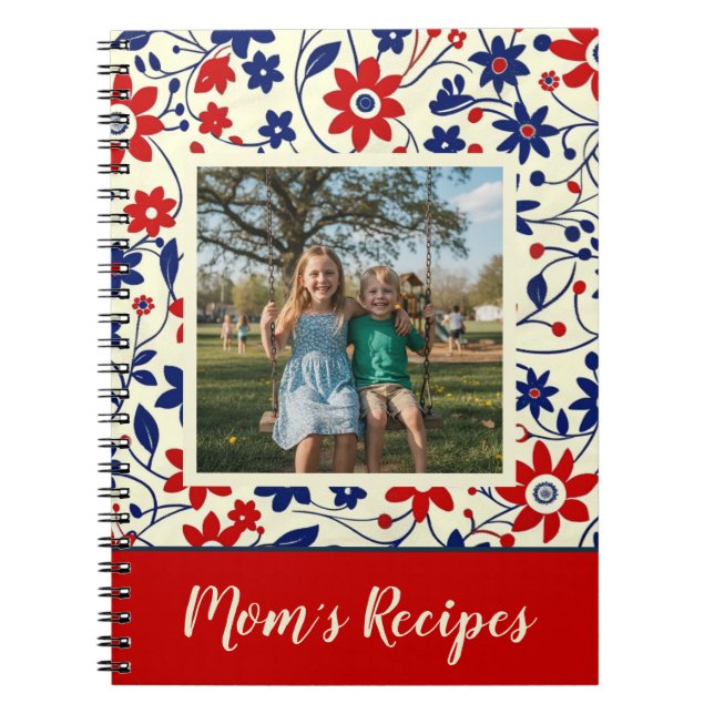 Carnet Personalized Mom Recipe Photo Floral (Devant)
