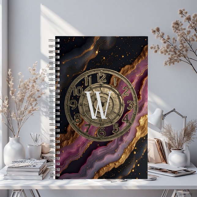 Carnet Personalized Monogram Agate Pink Rustic Metal Luxe (Personalized Monogram Agate Pink Rustic Metal Luxe Notebook)