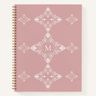 Carnet Personalized Monogram Dusty Rose Vector Pattern