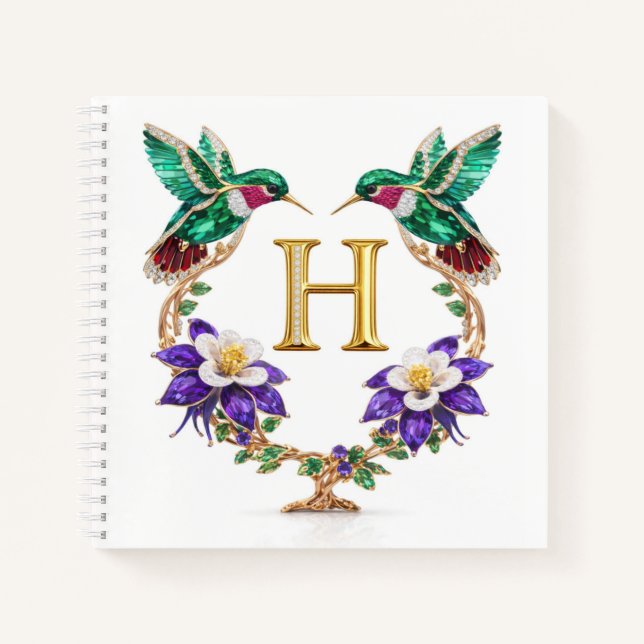 Carnet Personalized Monogram H Jeweled Hummingbird Gift (Devant)