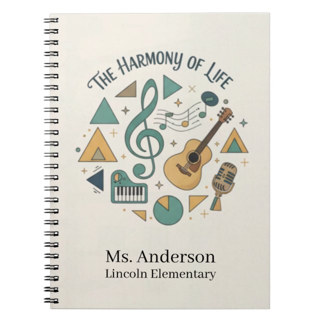 Carnet Personalized Music Teacher The Harmony of Life  (Devant)