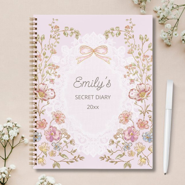 Carnet Personalized Name Pretty Vintage Floral Diary (In situ)