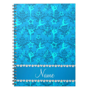 Carnet Personalized name sky blue damask gymnastics