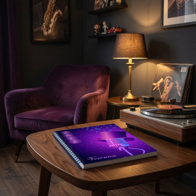 Carnet Personalized Neon Jazz Music Spiral Notebook (Créateur téléchargé)