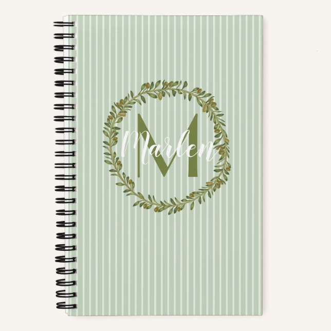 Carnet Personalized Olive Wreath Monogram  (Recto)