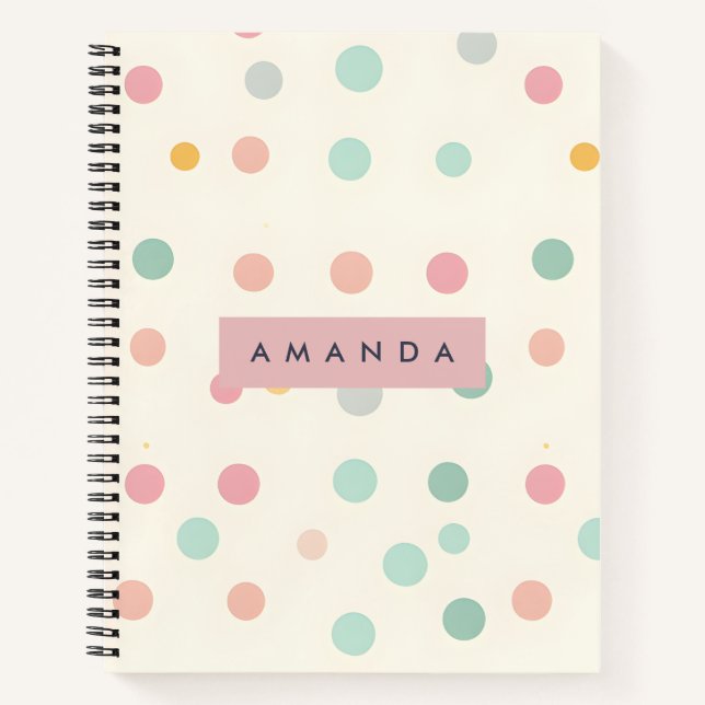 Carnet Personalized Pastel Macaron Polka Dot  (Devant)