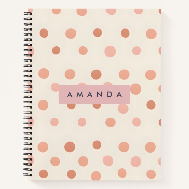 Carnet Personalized Pastel Peach & Blush Polka Dot  (Devant)