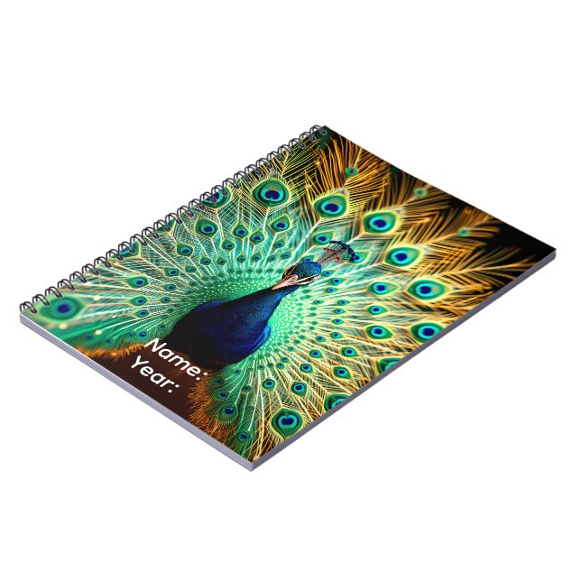 Carnet Personalized Peacock Frequencies Planner  (Côté gauche)