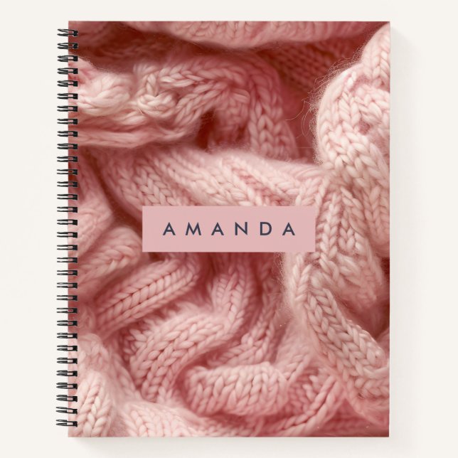 Carnet Personalized Personalized Pink Cable Knit  (Devant)