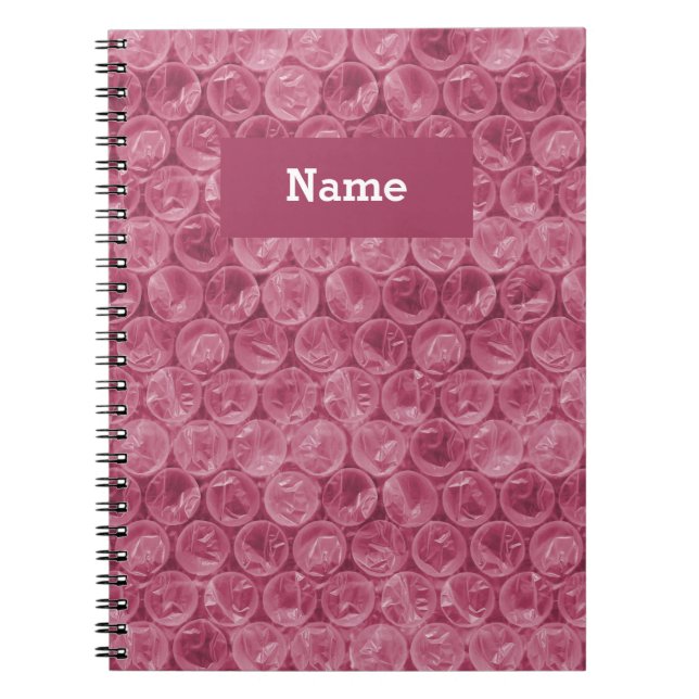 Carnet Personalized pink bubble wrap pattern (Devant)