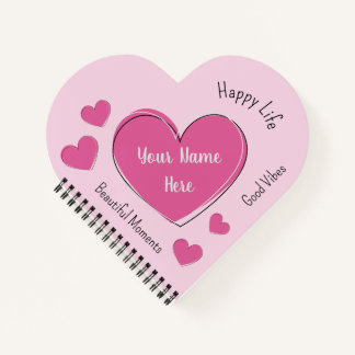 Carnet Personalized Pink Heart Notebook & Sketchbook