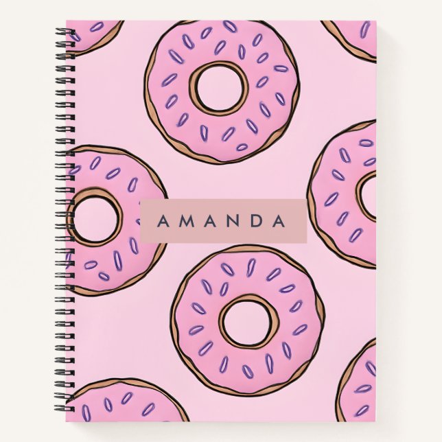 Carnet Personalized Playful Pastel Pink Donut  (Devant)