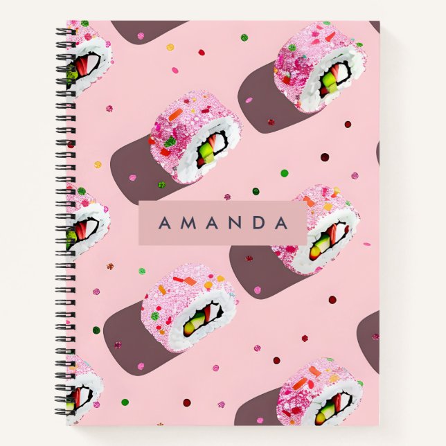 Carnet Personalized Playful Pink Sushi Roll  (Devant)
