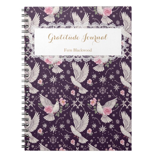 Carnet Personalized Romantic Maximalist Dove and Rose (Devant)