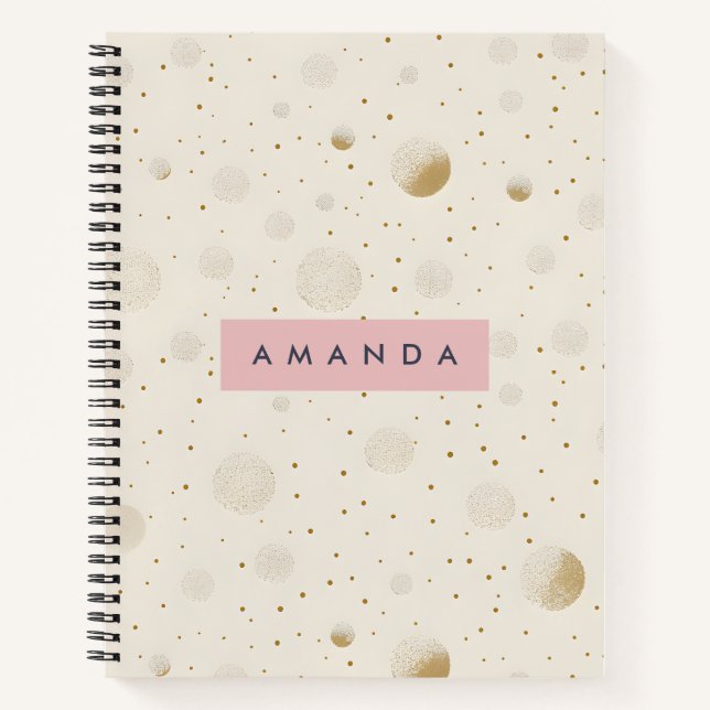 Carnet Personalized Soft Gold Polka Dot Minimalist Style (Devant)