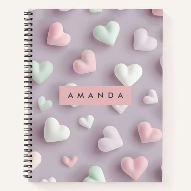 Carnet Personalized Soft Pastel Candy Hearts (Devant)