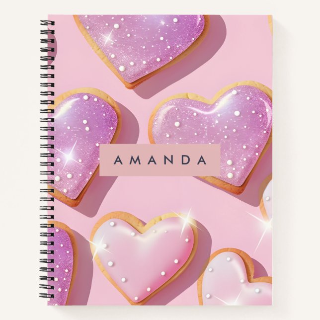 Carnet Personalized Sparkling Heart Cookie Delight (Devant)