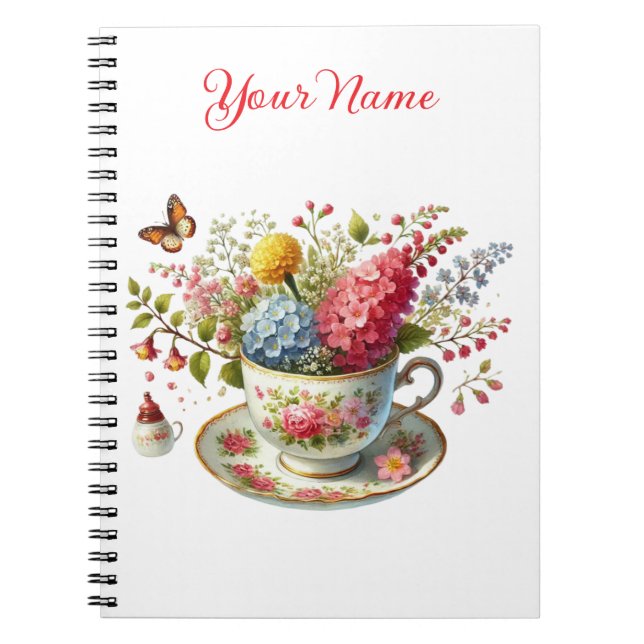 Carnet Personalized Spring Floral Spiral Notebook – (Devant)