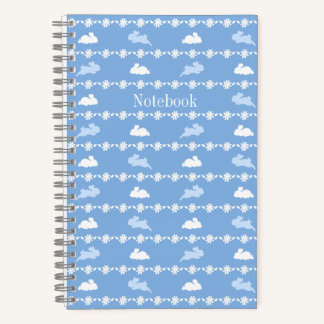 Carnet Personalized Springtime Bunny Daisies White Blue