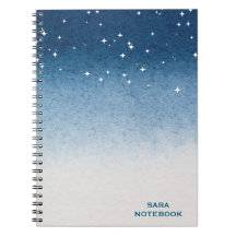 Personalized Starry Night Blue Gradient Notebook